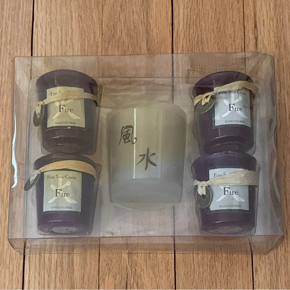 Feng Shui Candle Set, color Wine, Hand Poured.